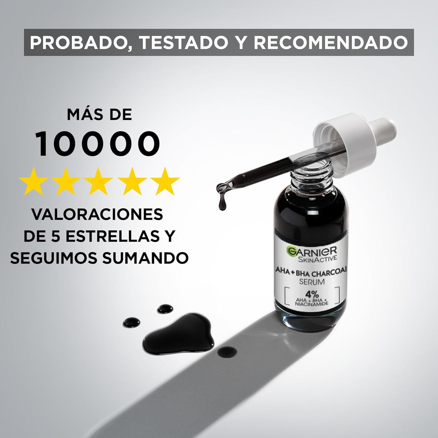 Sérum facial anti-imperfeições Garnier AHA+BHA com carvão em frasco de 30ml