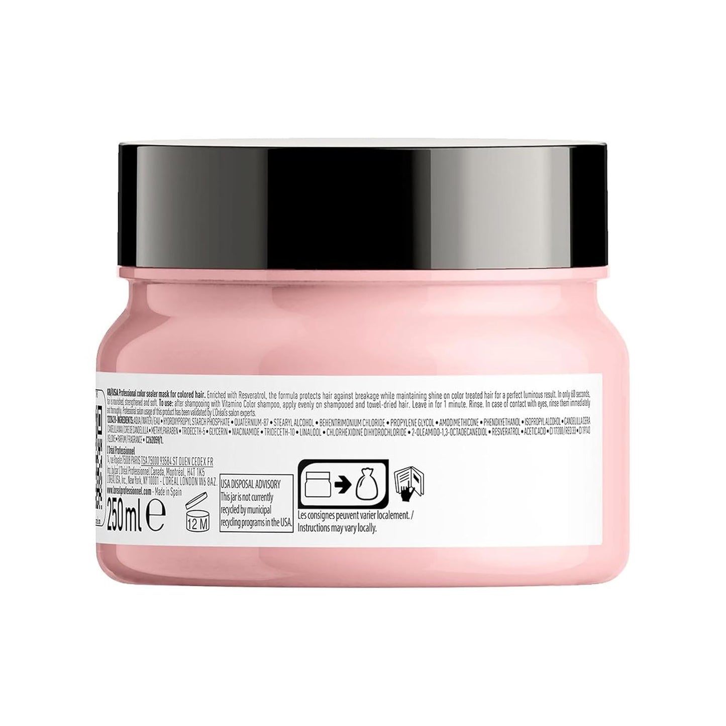 L'Oréal Professionnel, Máscara Protetora da Cor com Resveratrol, para Cabelos Coloridos, Vitamino Color, 250ml