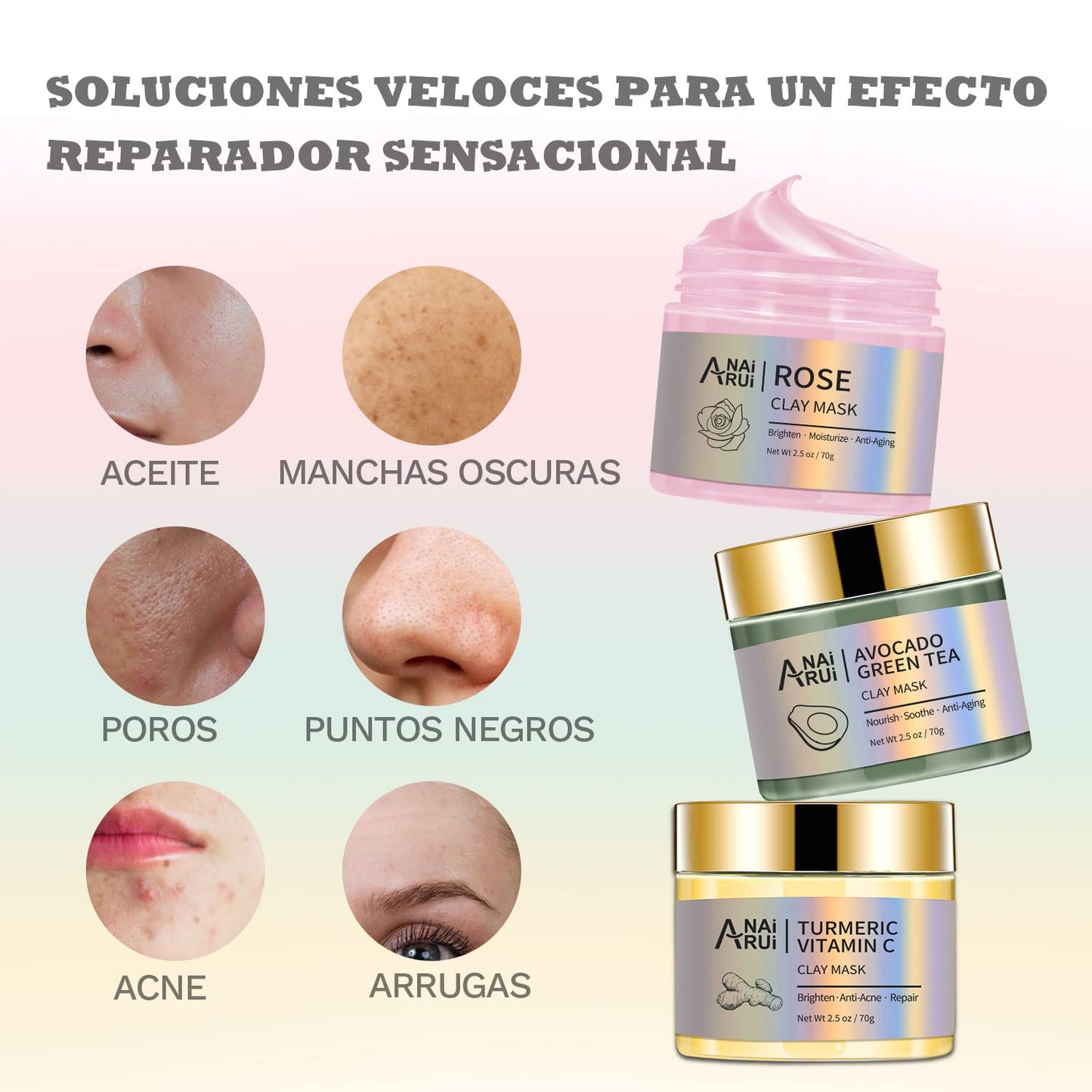 ANAiRUi Máscaras faciais purificantes para remover cravos e manchas