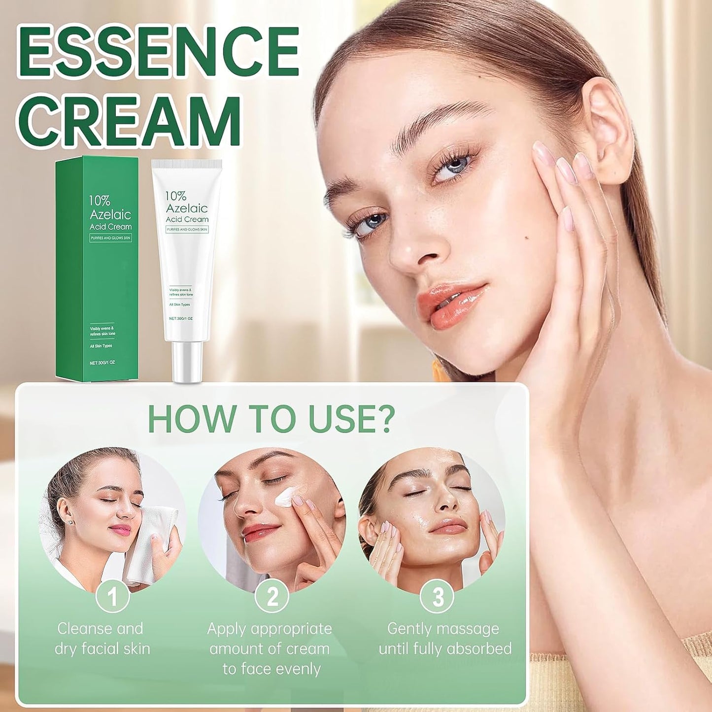 Allony Creme, 10% ácido azelaico 30g, com Niacinamida, Reduz as manchas