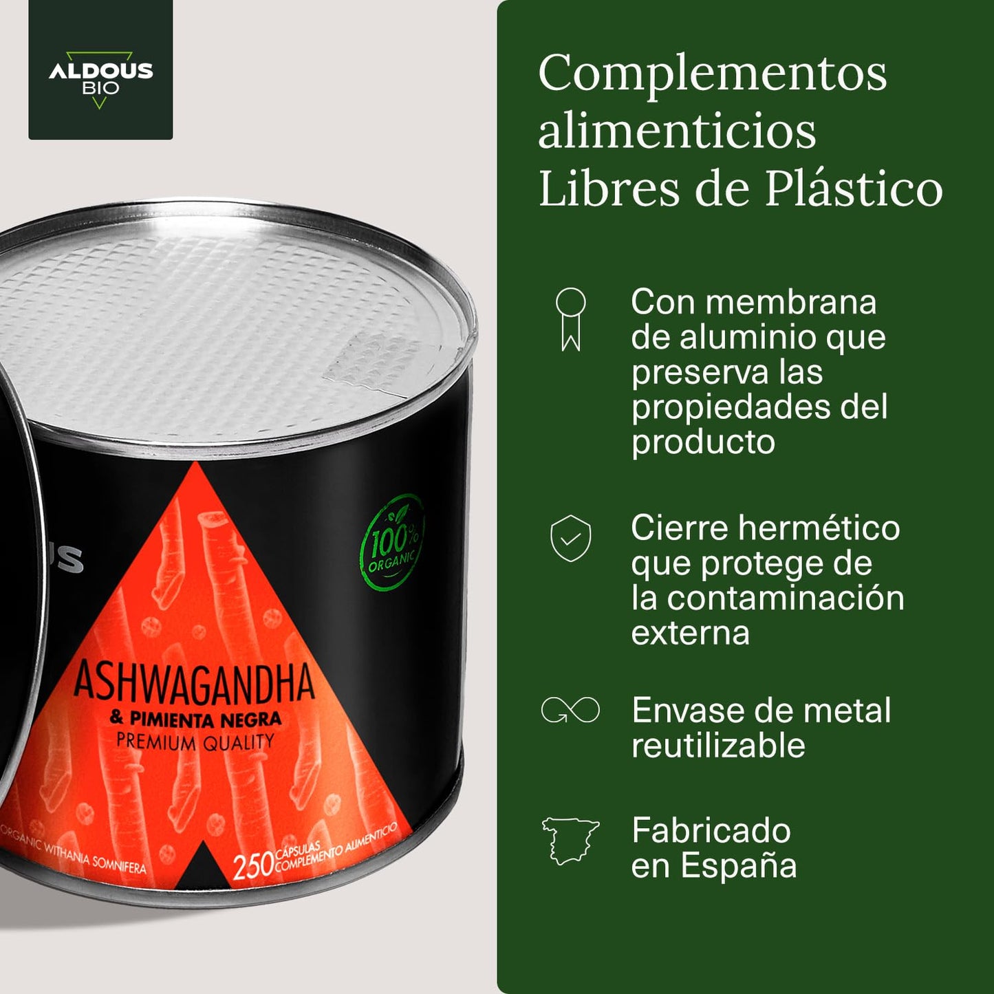 Suplemento de Ashwagandha com pimenta preta
