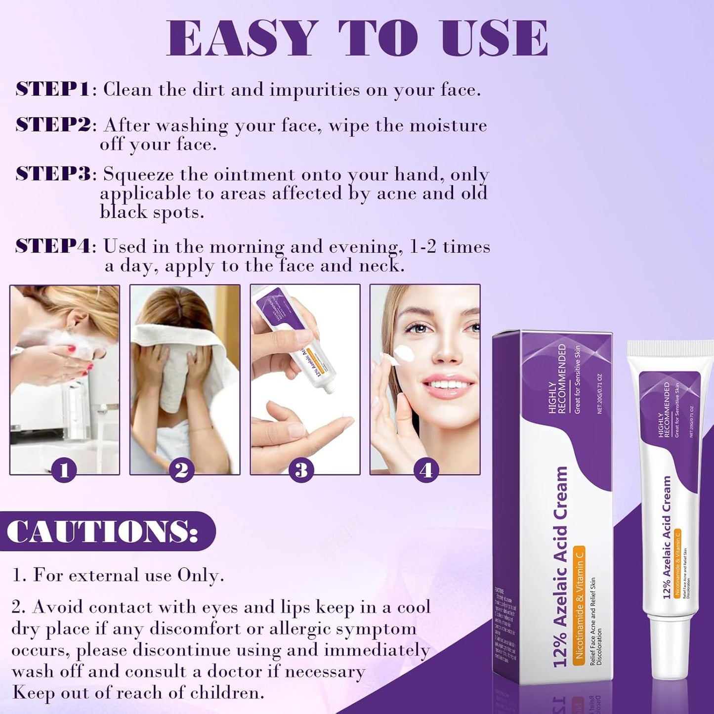 Creme reparador Reduz Acne e Vermelhidão, Hidratante Noturno para um Rosto Radiante, 20g
