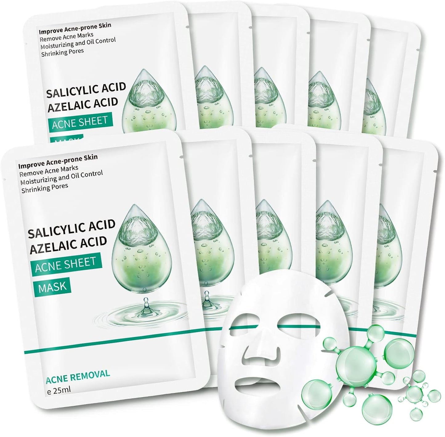 KORAL Mascara Facial de Acido Salicilico (10 ud x 25ml) com Acido Azelaico - Unisexo