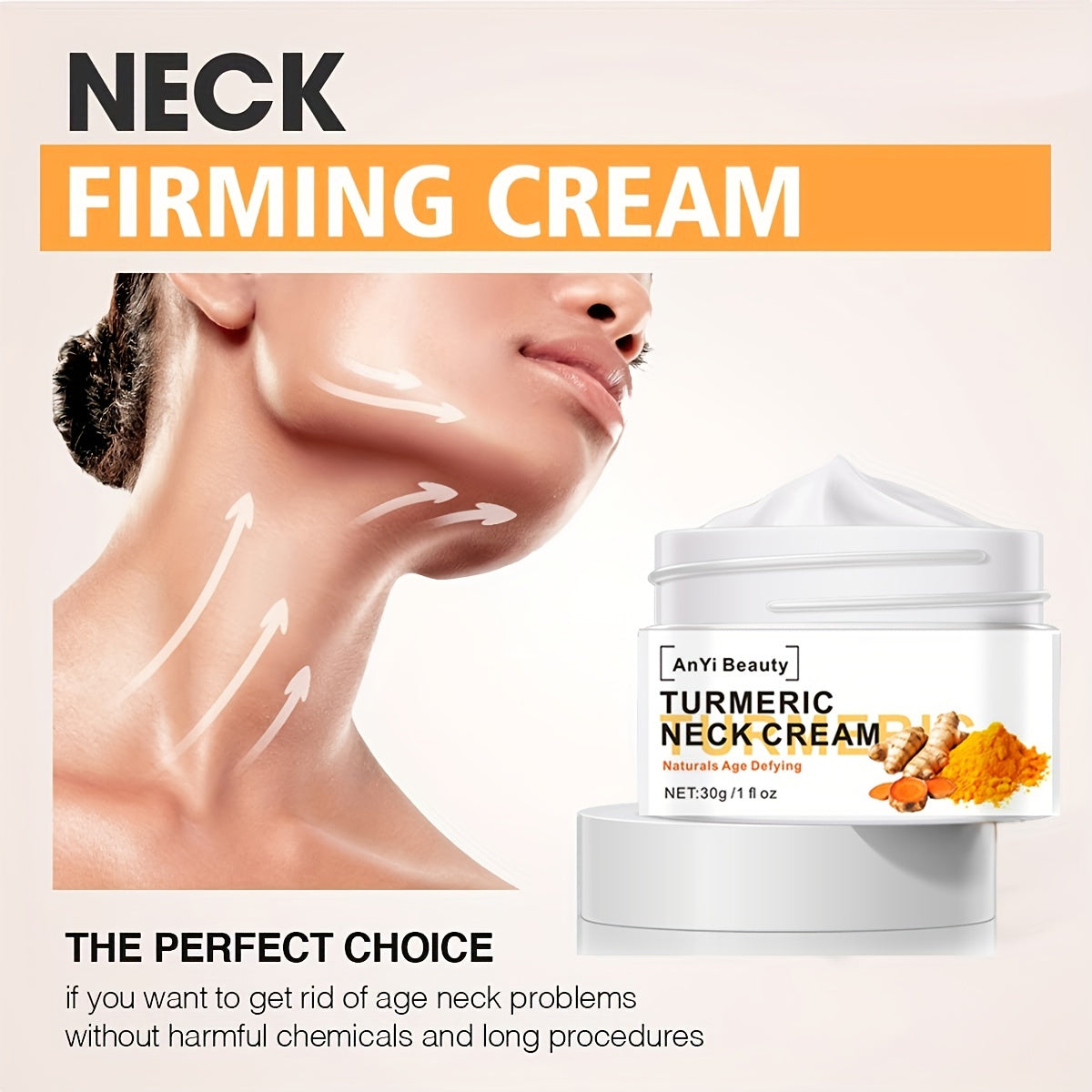 Creme facial de curcuma antienvelhecimento com retinol e ácido hialurônico, ideal para firmeza e hidratação da pele