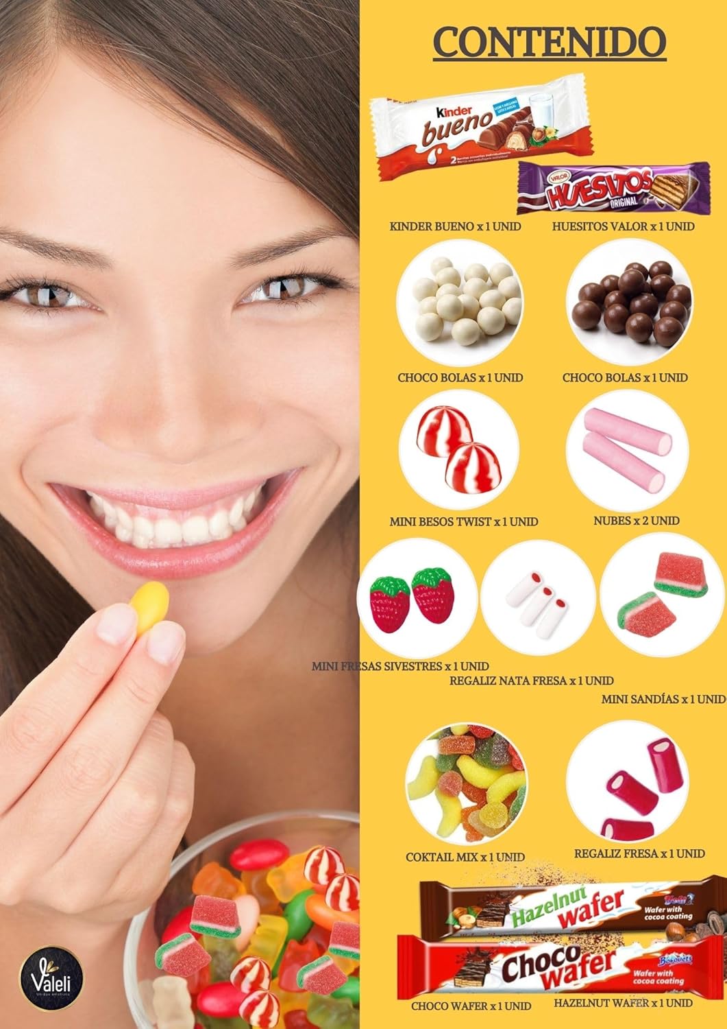 Valeli, Cesta de chocolates, doces e bombons, caixa presente original