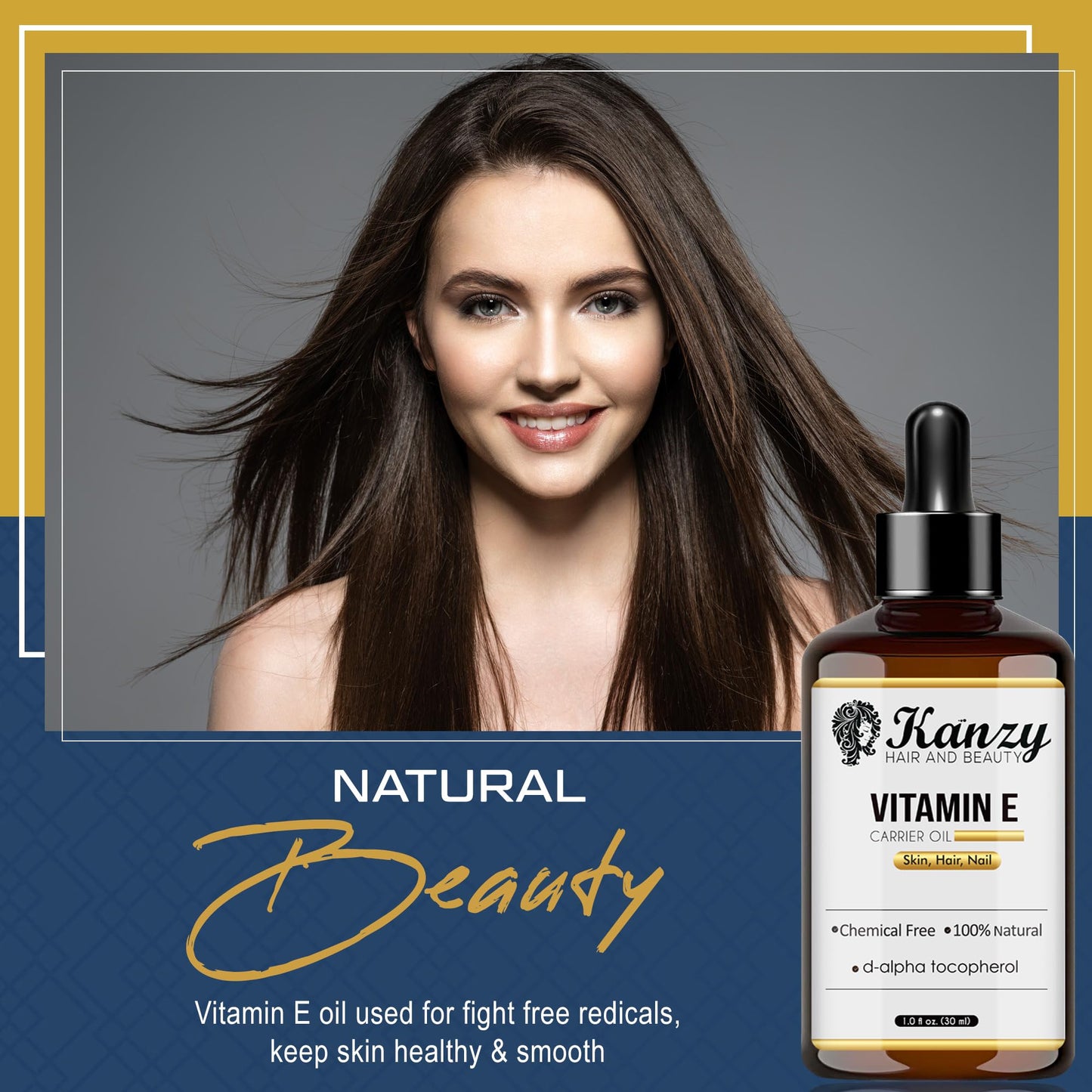 Vitamina E 100% Natural Cuidado faciais e cabelo