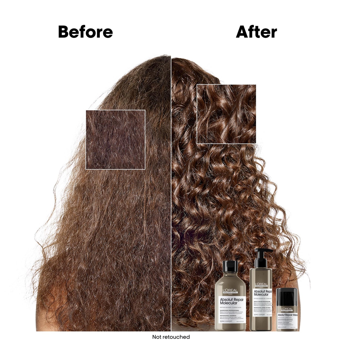 L’Oréal Professionnel, Máscara Reparadora Leave-In, Textura Cremosa, Repara Danos e Fortalece, Proteção Térmica, Fórmula Patenteada, para Cabelos Danificados, Absolut Molecular Repair, 50ml