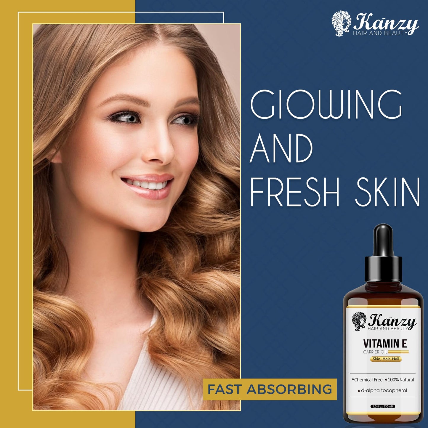 Vitamina E 100% Natural Cuidado faciais e cabelo