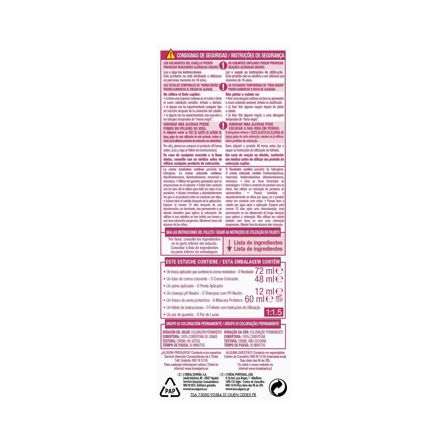 Tinta Permanente Excellence L'OREAL Paris - 100% Cobertura