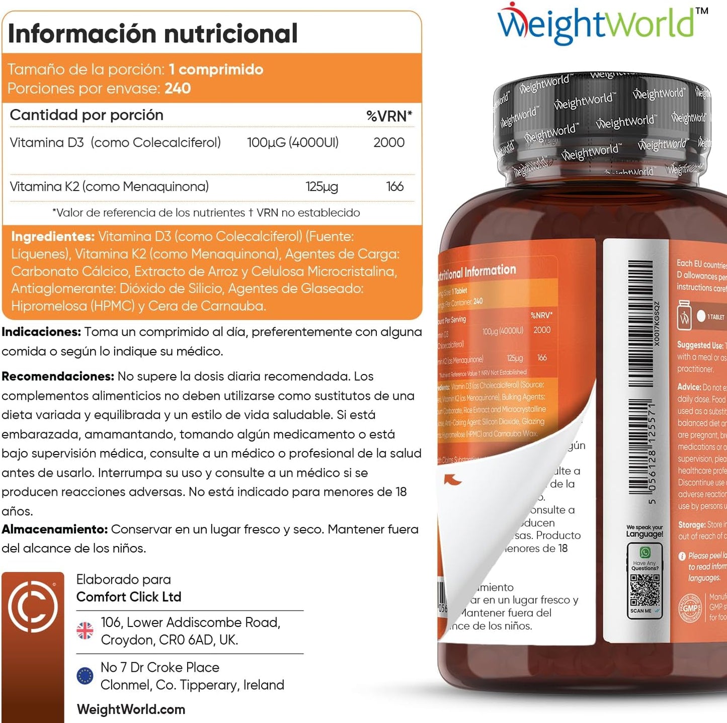 Vitamina K2 MK7 Alta Biodisponibilidade 240 Comprimidos