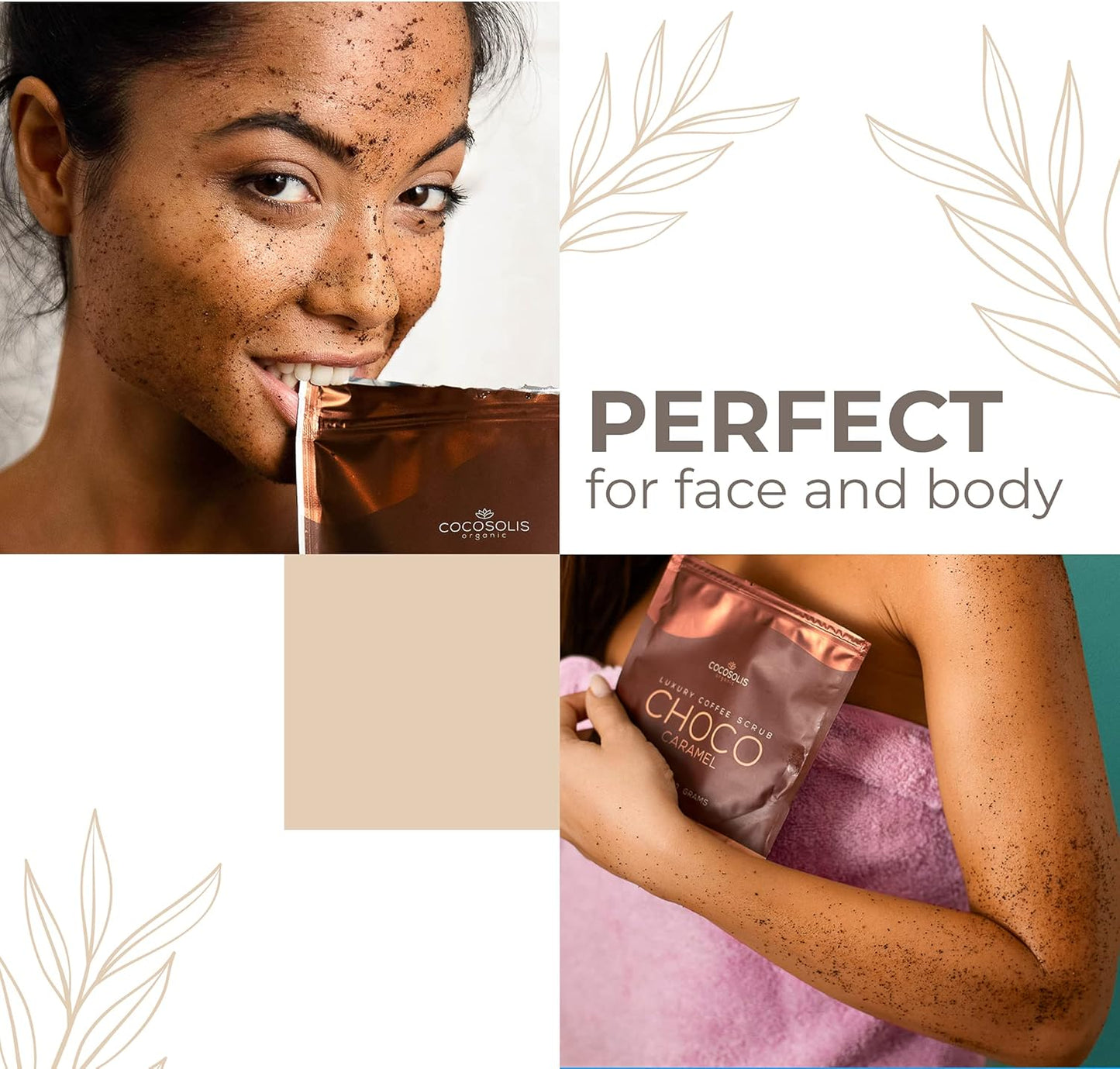 COCOSOLIS Kit de exfoliantes de café - 3 Esfoliantes Corporais e 1 Esfoliante Facial (280g)