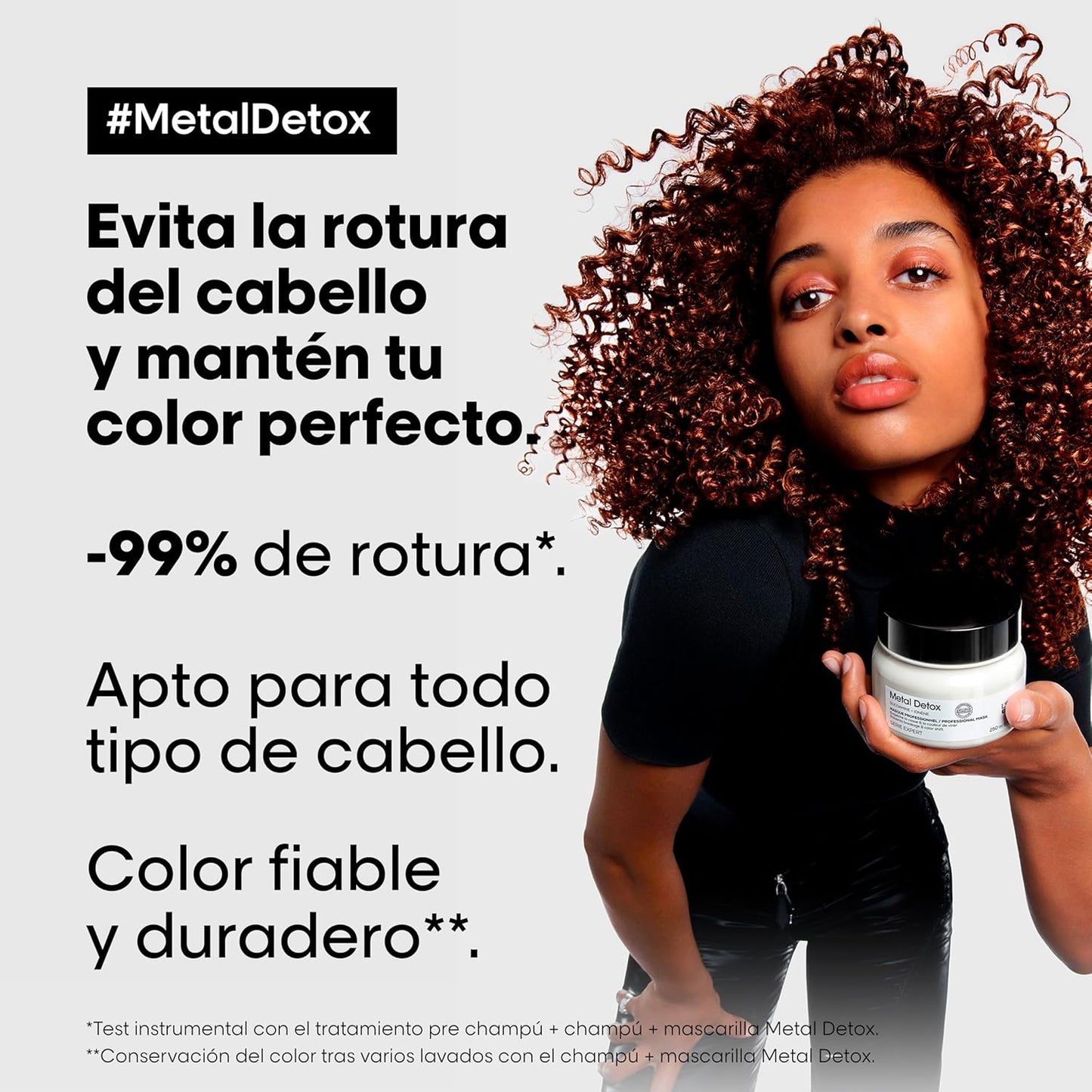 L'Oréal Professionnel, Máscara Protetora e Hidratante, para Cabelos Secos, Danificados ou Coloridos, Cor Mais Duradoura e Brilhante, para Cabelos Mais Fortes, Metal Detox, 250 ml