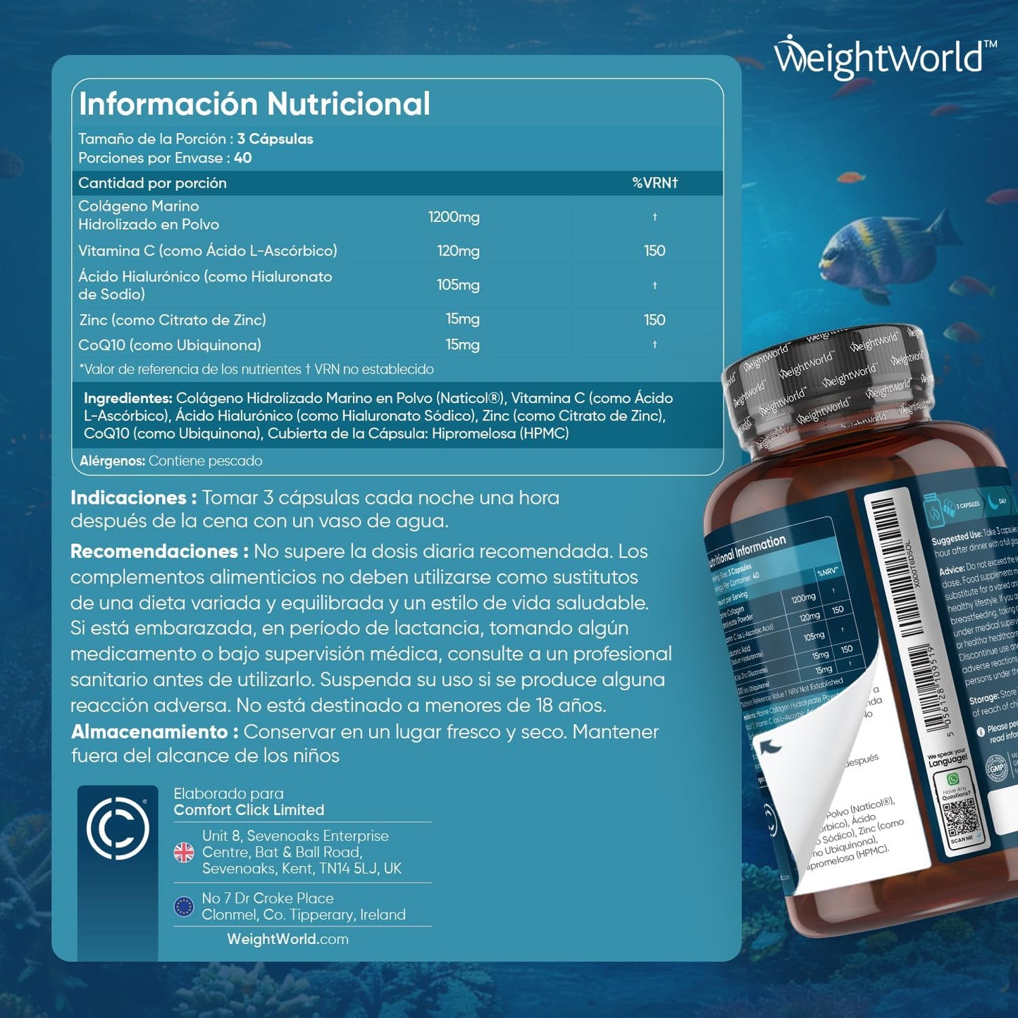 Colágeno Marino Hidrolizado Complex 1200mg - 120 Cápsulas