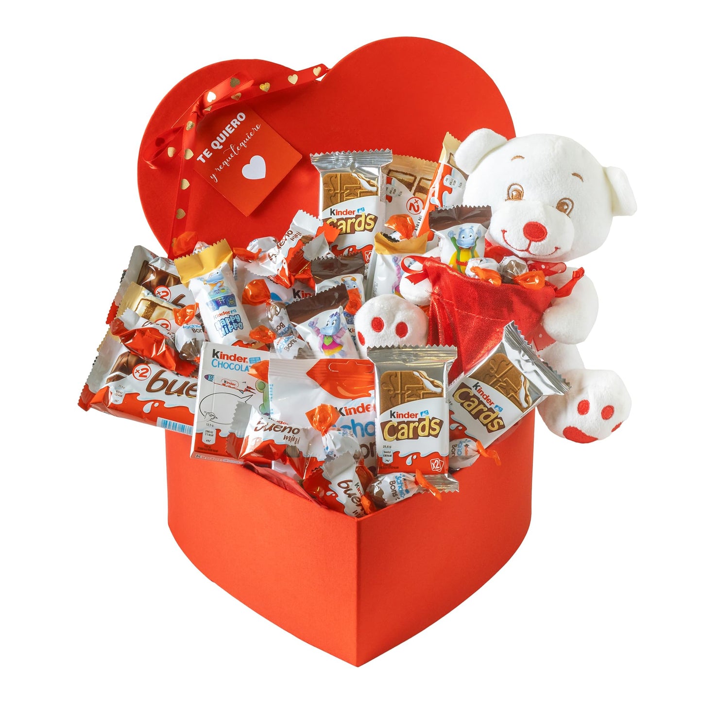 Caixa de chocolate originais com Kinder Bueno Mini, Schokobons, Happy Hippo, Kinder Bueno White - presentes de dia dos namorados