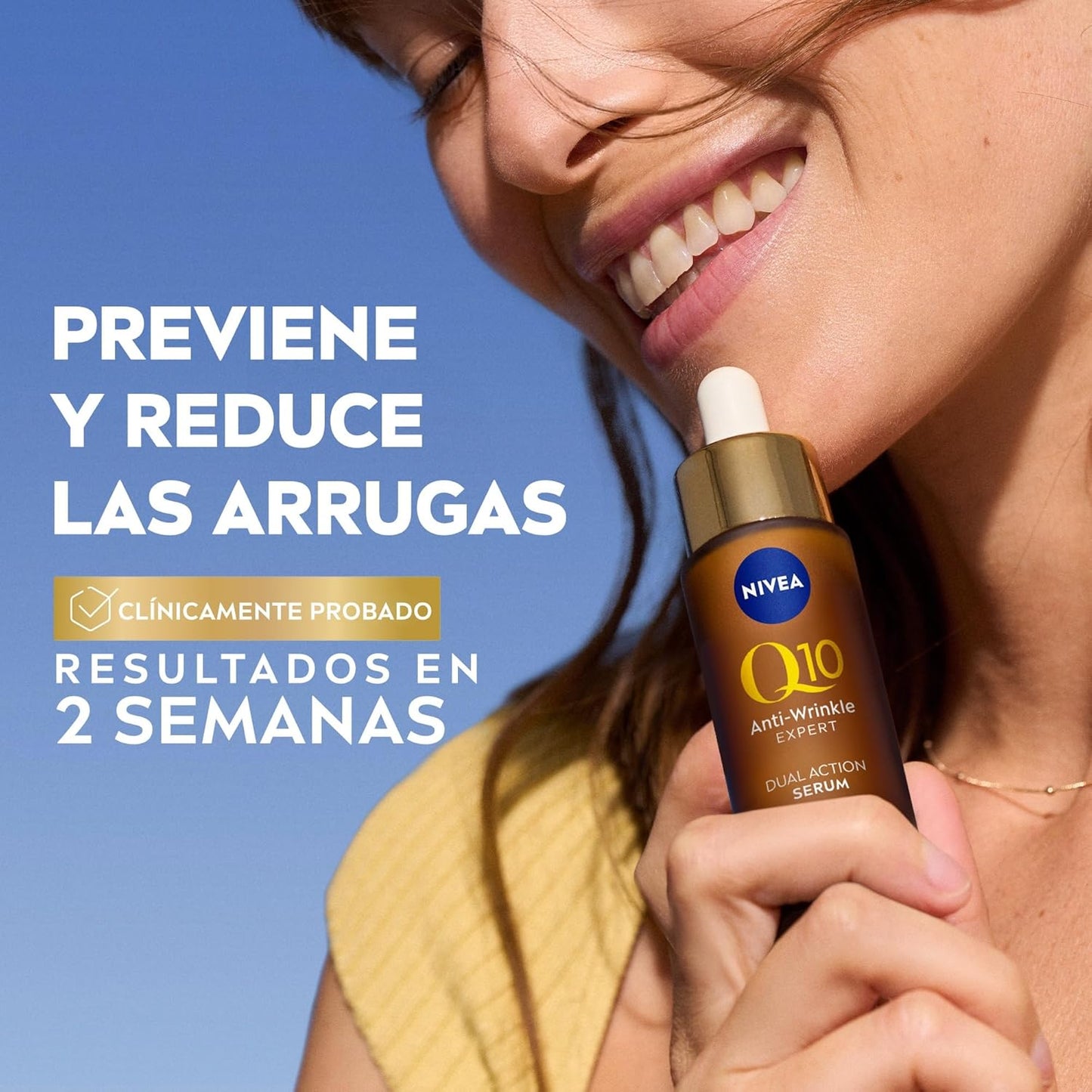 Serum antirrugas Nivea Q10 em frasco de 30 ml, projetado para prevenir e reduzir rugas com tecnologia antiglicação