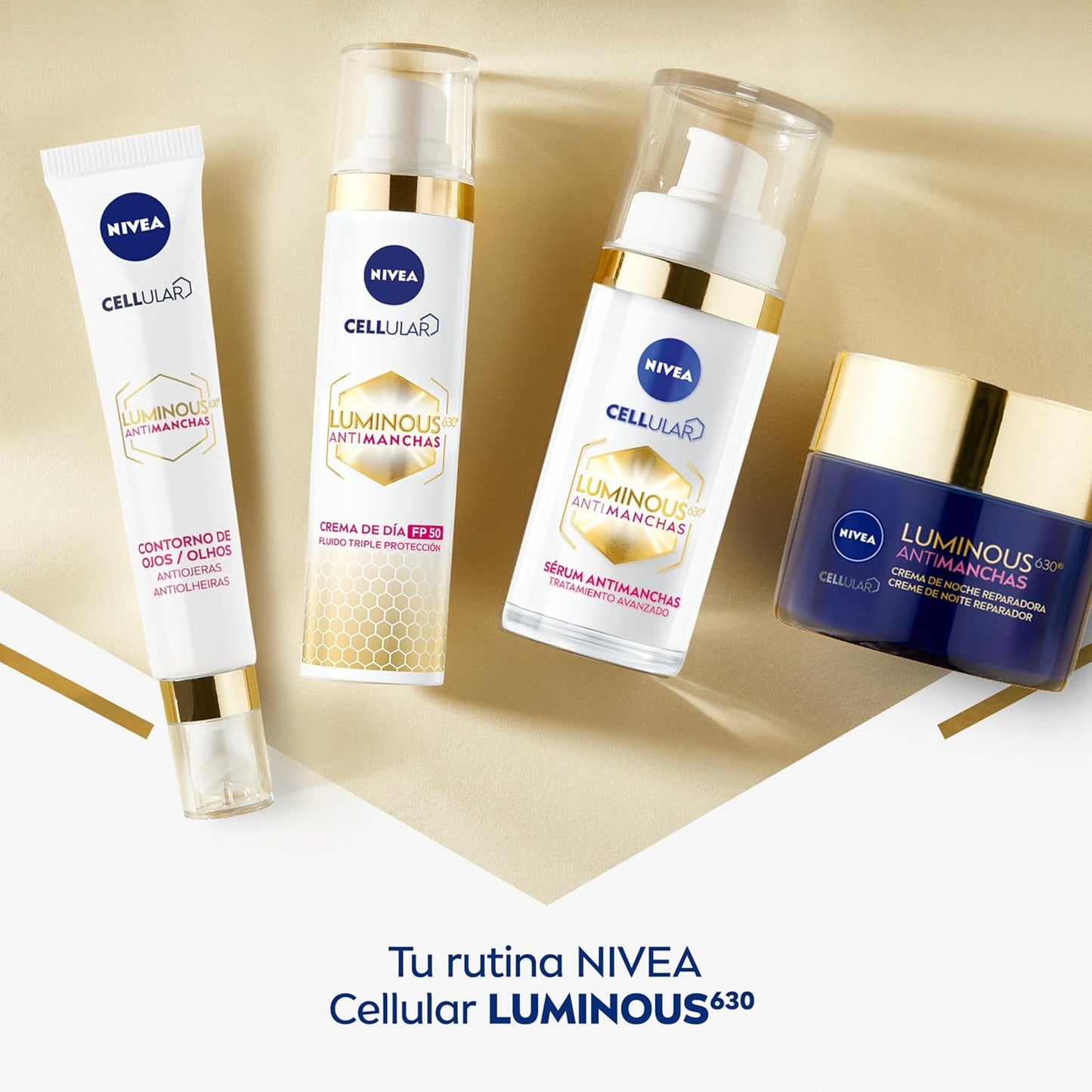 Pacote de presente NIVEA antimancha com creme de dia, creme de noite, soro, contorno de olhos e creme para mãos
