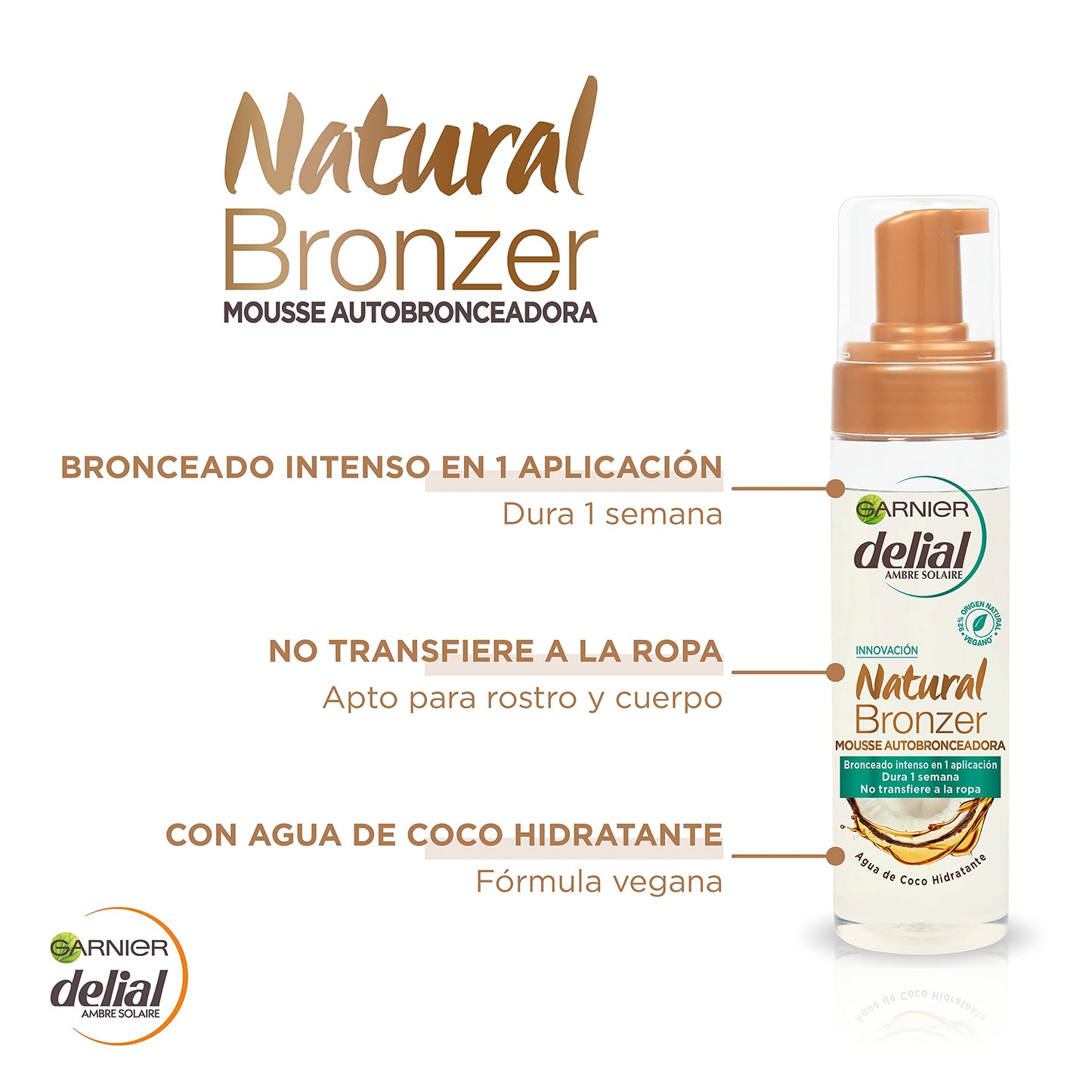 GARNIER DELIAL Mousse Autobronzeadora Natural Bronzer 200 ml