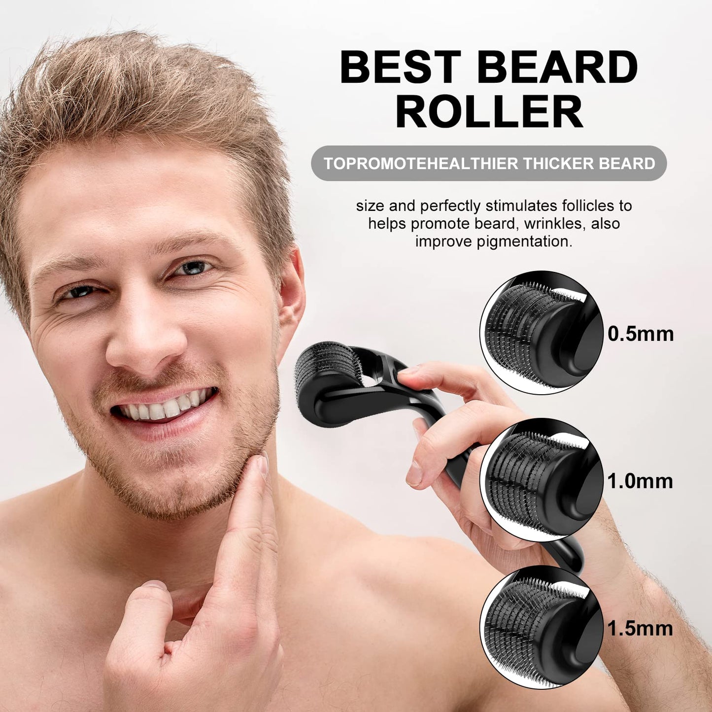 Dermaroller com microagulhas URAQT, rolo de derma de 0,5 mm para rosto e corpo