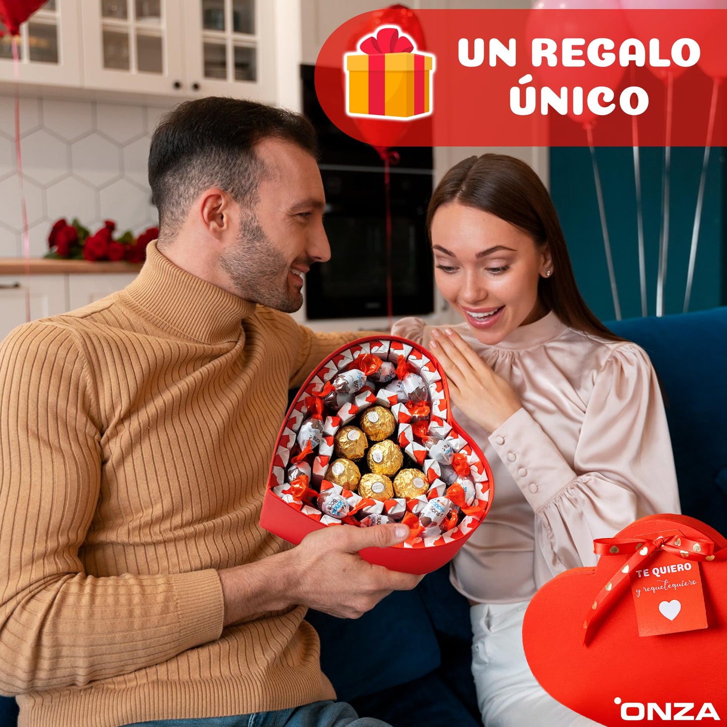 Caixa de chocolate originais com Kinder Bueno Mini, Schokobons, Happy Hippo, Kinder Bueno White - presentes de dia dos namorados