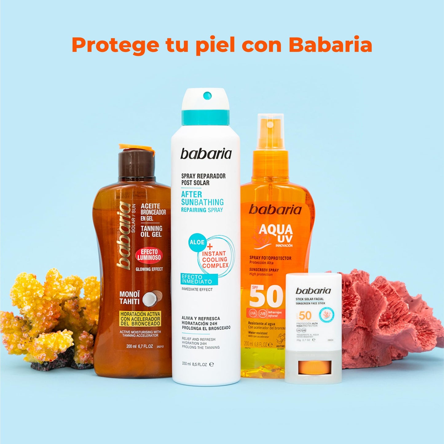 BABARIA- Bastão Solar Facial 50 Azul - 20g | Vara de surf | Proteção muito alta