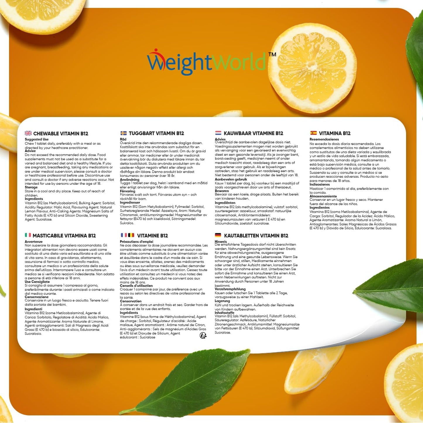 Vitamina B12 mastigável para metabolismo com 1000mcg em sabor a limão natural, 400 comprimidos veganos na embalagem da Terra de Estrelas