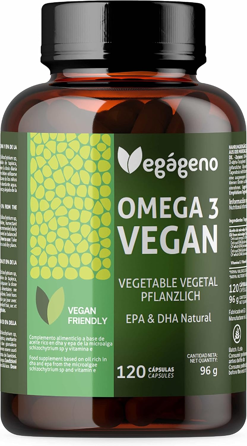 VEGAGENO OMEGA 3 Vegano - 2000 mg de óleo de algas de origem vegetal