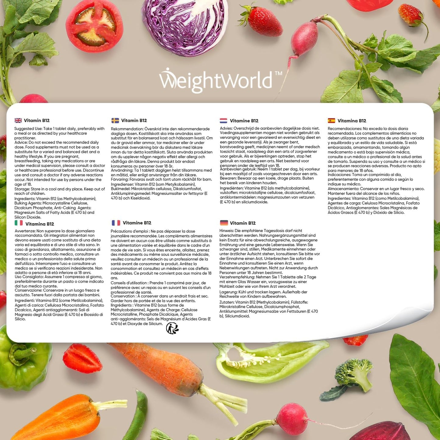 Vitamina B12 Vegan 1000mcg - 450 Comprimidos