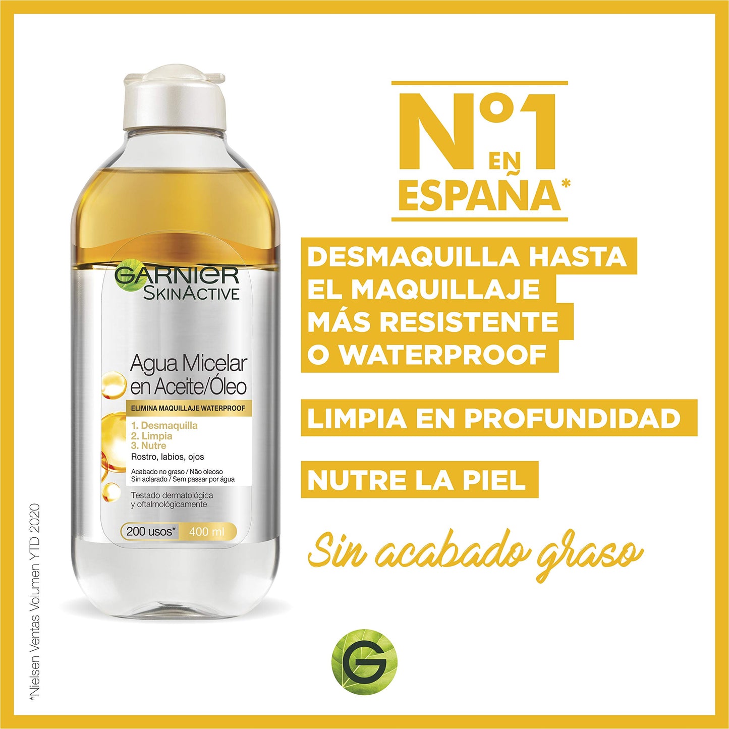 Garnier Skin Active Agua Micelar em Óleo, Pack 2x400ml +1 x100ml