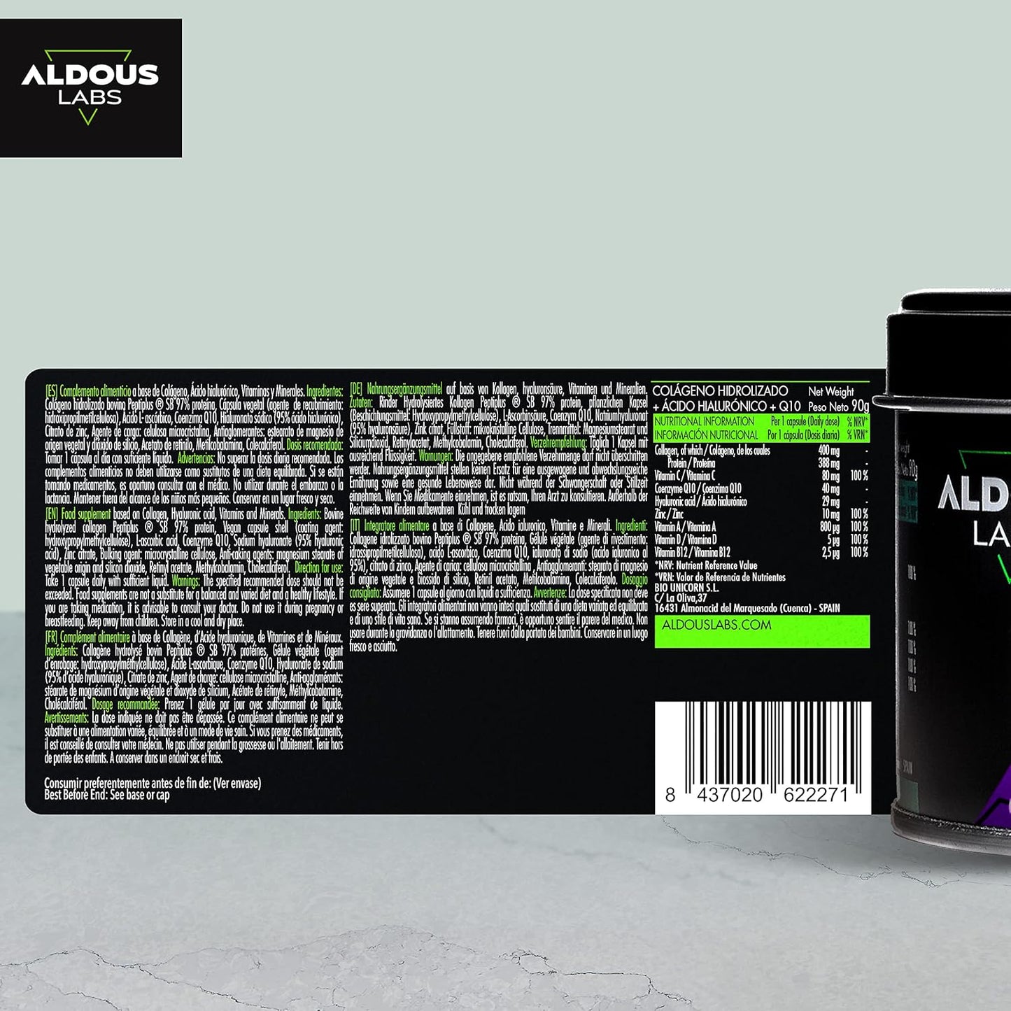Colágeno + Ácido Hialurónico + Coenzima Q10 + Vitaminas y B12 + Zinc - 120 días