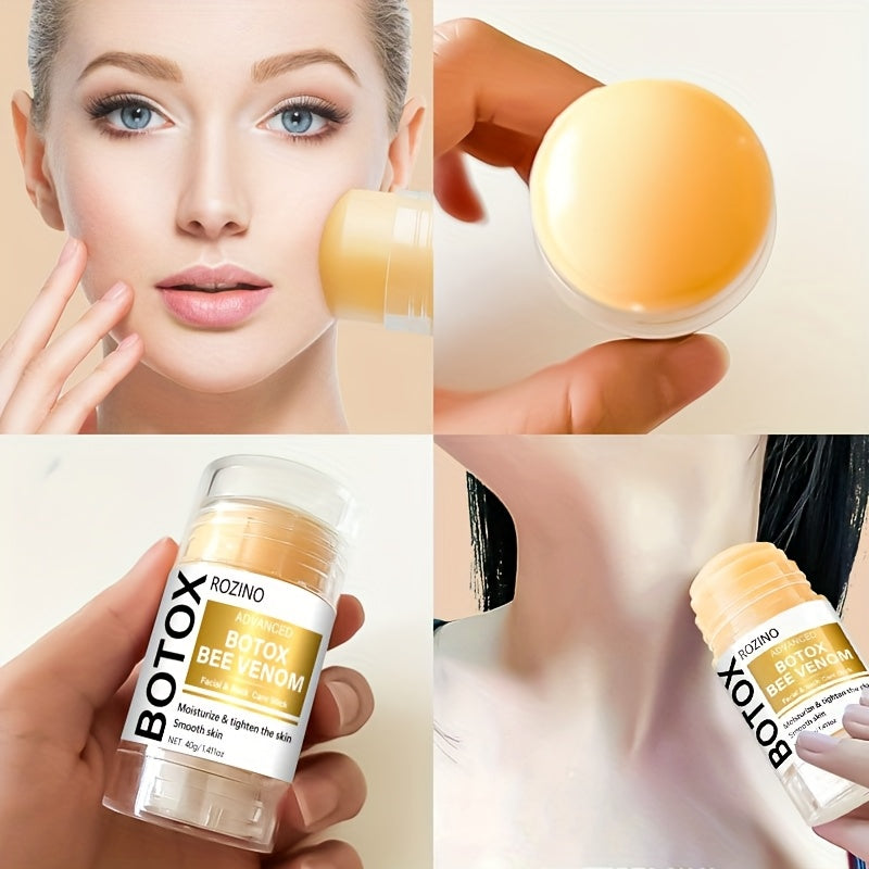 Stick de veneno de abelha para cuidados com o rosto ROZINO, ideal para hidratação e rejuvenescimento da pele facial e do pescoço.