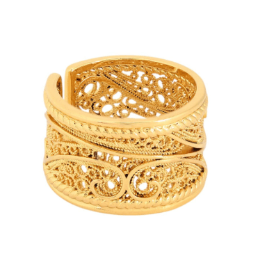 Anel Ajustável Coração de Viana | Aço Inoxidável Dourado | Alma de Portugal