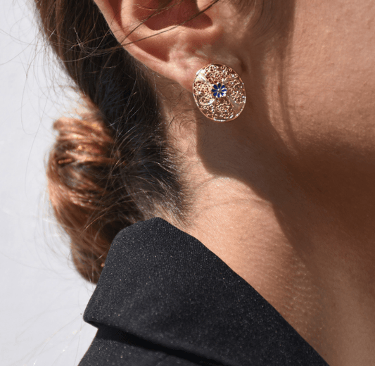 Brincos Tradicional e Flor | Aço Inoxidável Dourado | Alma de Portugal