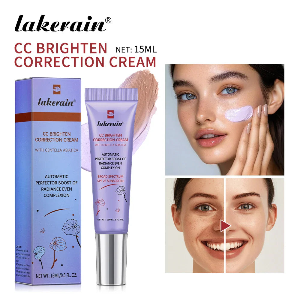 Creme CC para proteção da pele com fórmula hidratante e à prova d'água, ideal para acabamento de maquiagem duradoura.