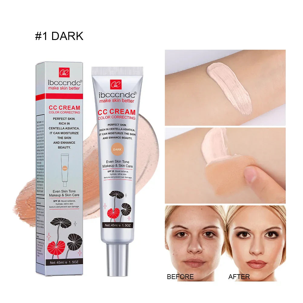 Creme CC para proteção da pele em embalagem moderna com aplicação suave e resultado antes e depois comprovado