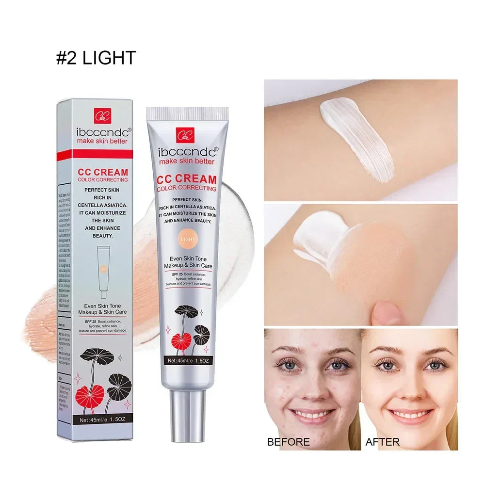 Creme CC Centella Asiatica da Ibcccndc com efeito iluminador e acabamento suave, para preparação da pele antes da maquiagem