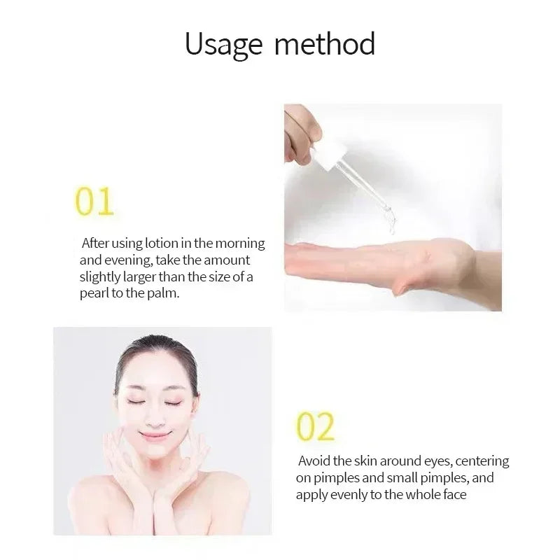 Instruções de uso do serum clareador de pele Garnier para aplicação no rosto e tratamento de manchas.