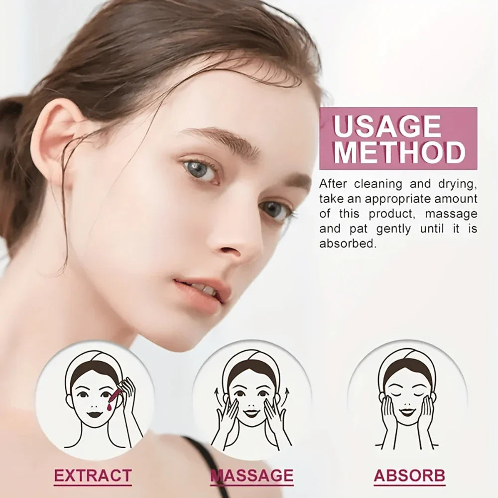 Modelo aplicando o serum facial Garnier com extrato de sakura em sua pele para revitalização e hidratação eficaz