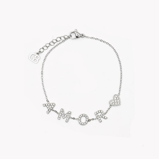 Steel love and heart bracelet