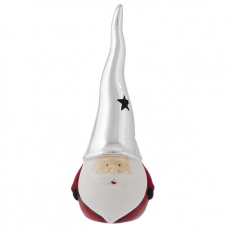 Difusor de Papá Noel bilaminado plateado de 23 cm con gorro plateado