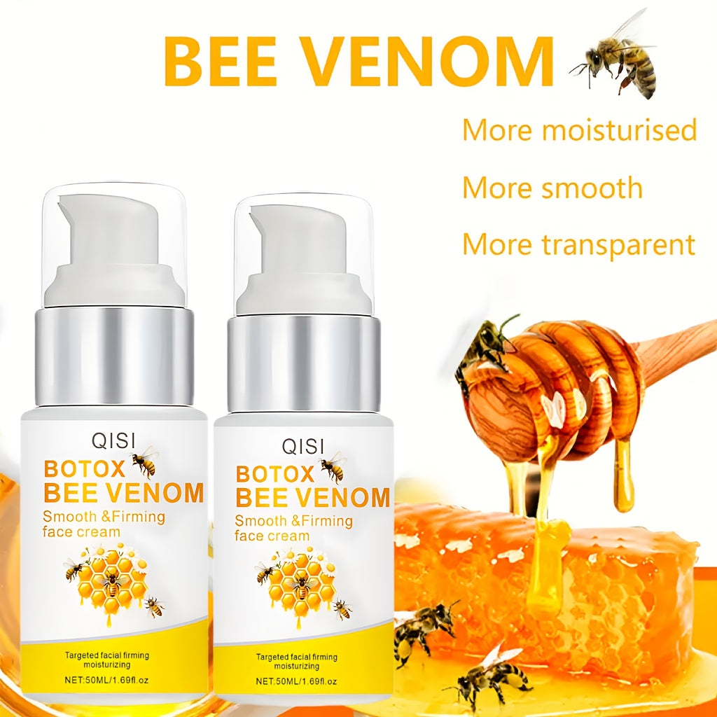 Creme facial veneno de abelha QISI de 50ml para hidratação jovem com propriedade anti-envelhecimento e textura suave