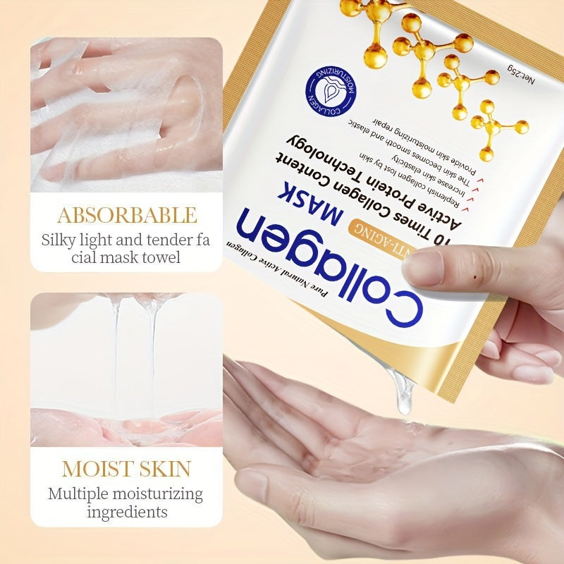 Máscara facial de colágeno hidratante em embalagem com ingredientes hidratantes para todos os tipos de pele