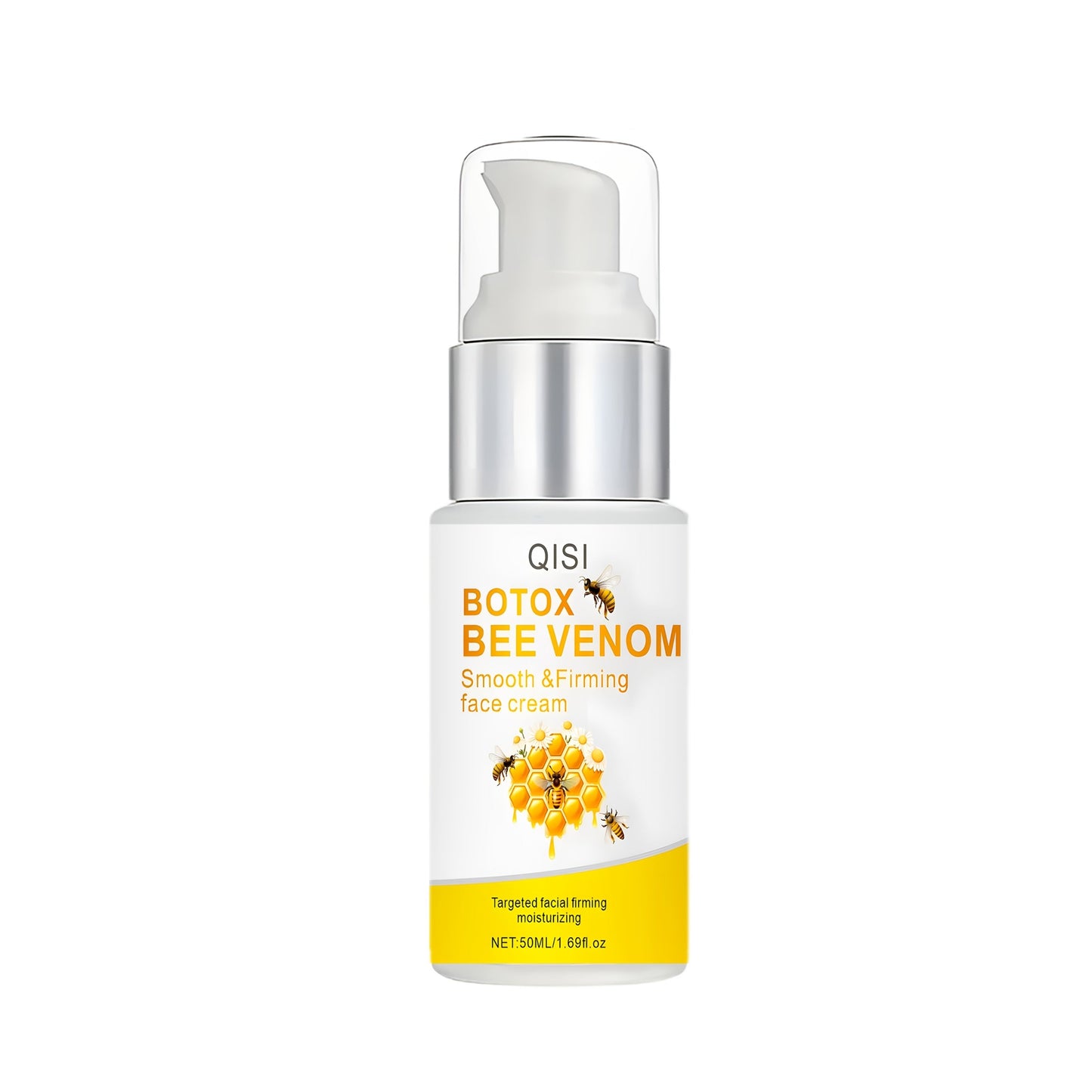 Creme facial veneno de abelha QISI de 50ml, hidratante e firme para uma pele jovem e revitalizada
