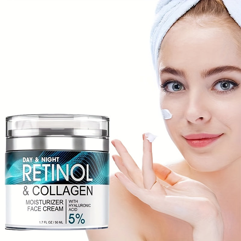 Hidratante retinol 50ml em frasco com design moderno, usado por mulher com pele radiante e saudável