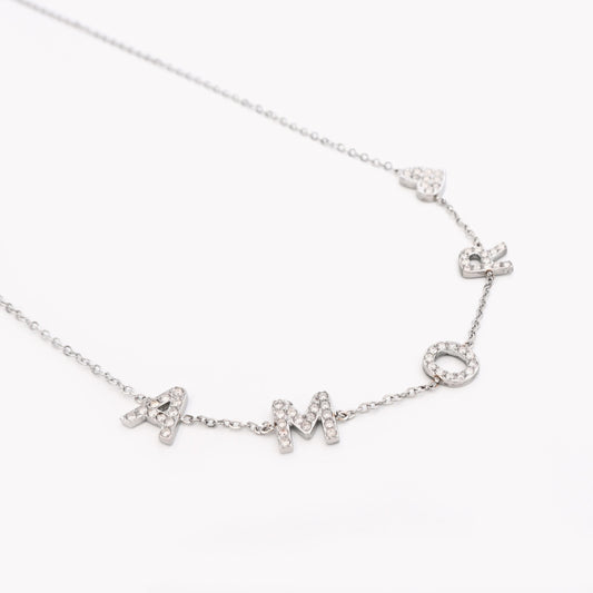 Love and heart steel necklace