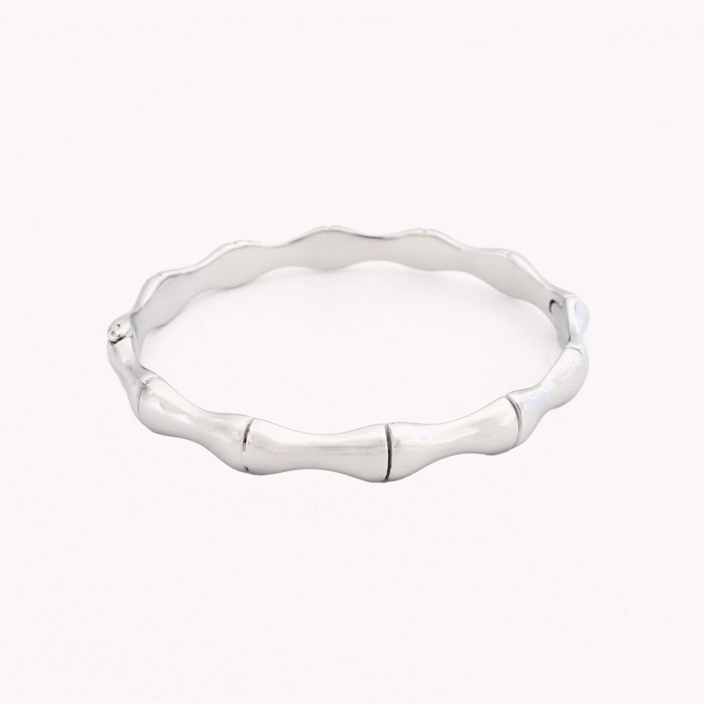Pulseira rígida aço bambu grossa