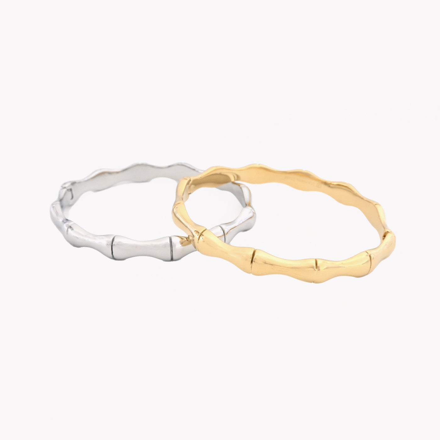 Pulseira rígida aço bambu grossa