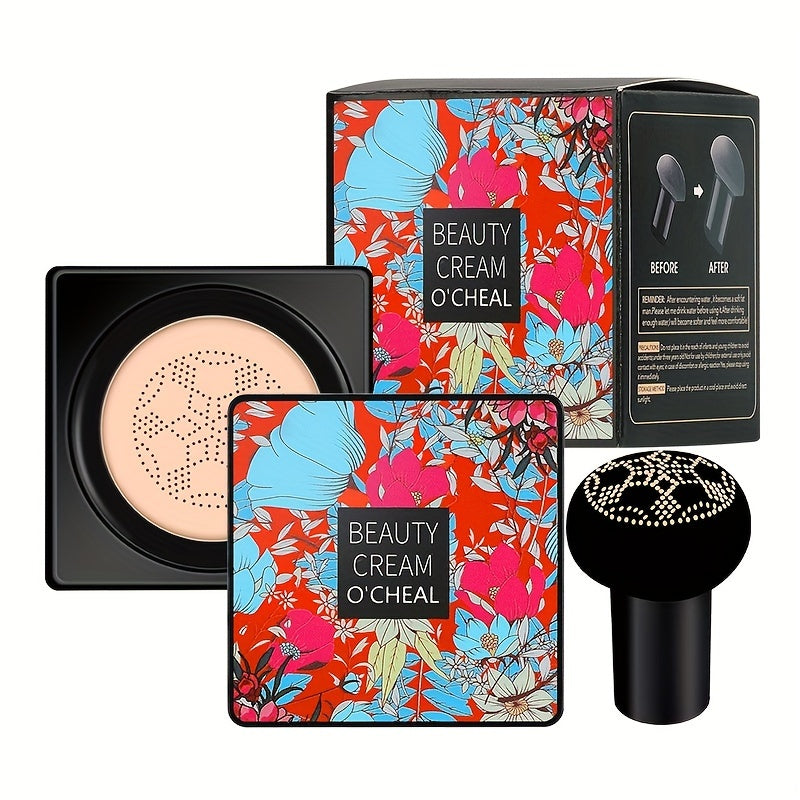 BB Cream cobertura total com esponja em forma de cogumelo, prática para uma maquiagem natural e duradoura
