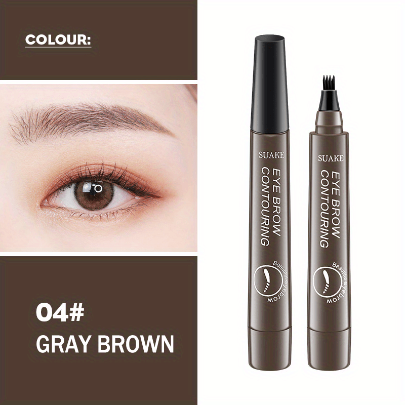 Caneta de sobrancelha microblading à prova d'água em cinza marrom, ideal para maquiagem de sobrancelhas naturais