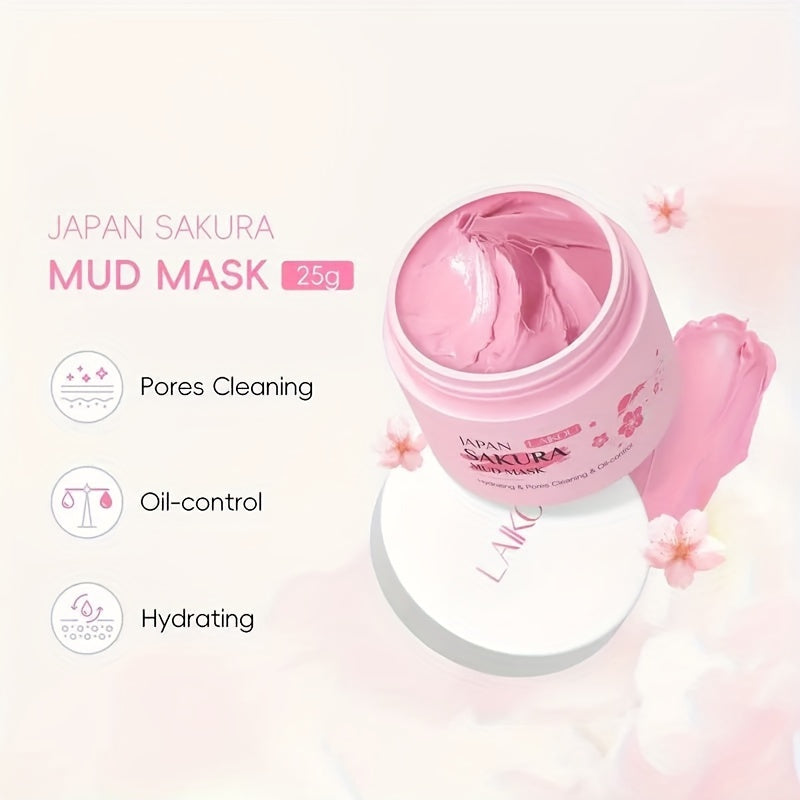 Máscara de Argila Hidratante Laikou Sakura 25g para limpeza profunda e hidratação da pele