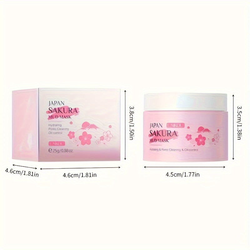 Máscara de Argila Hidratante Laikou Sakura 25g em embalagem rosa, ideal para todos os tipos de pele